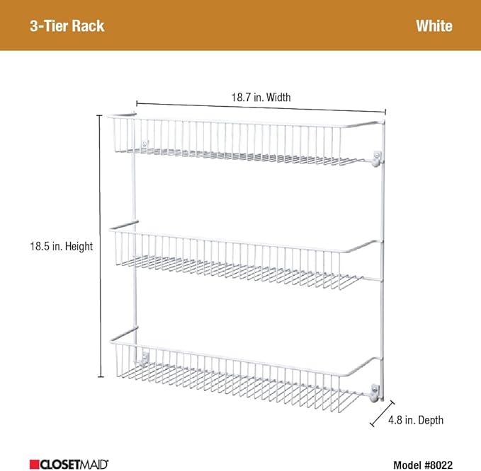 ClosetMaid 3-Tier Hanging Wall Mounted Metal Rack - Image 3