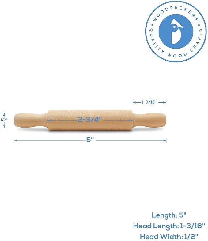 Wooden Mini Rolling Pin, 5 Inches Long, Crafting and Imaginative Play, by - Image 2