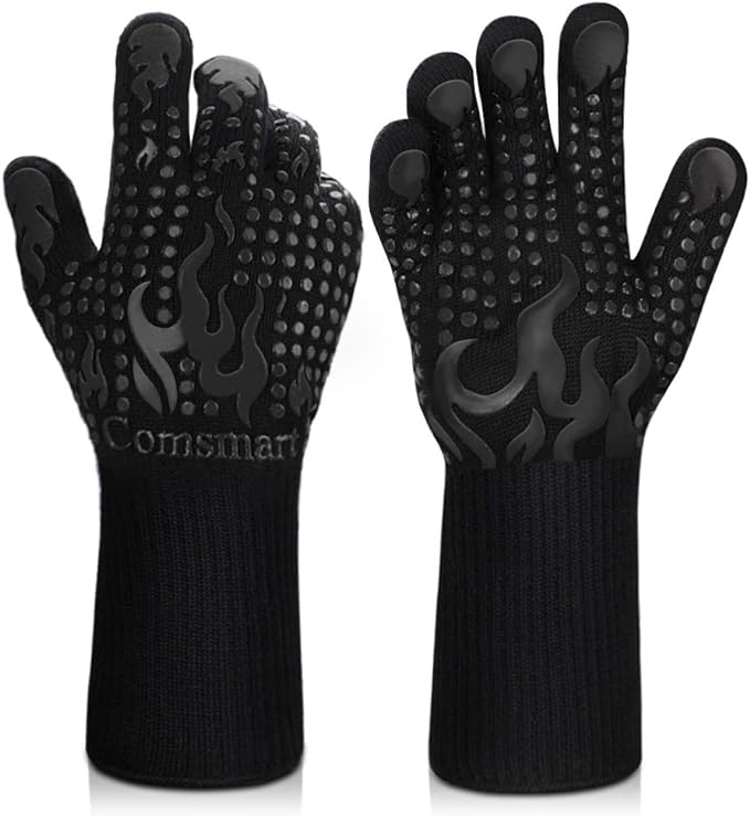 Comsmart BBQ Gloves, 1472 Degree F Heat Resistant Grilling Gloves Silicone by Comsmart