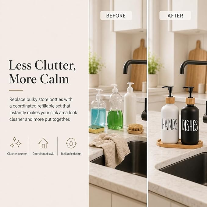 Dish Soap Dispenser for Kitchen Sink.Glass Hand Soap Dispenser, Modern - Image 5