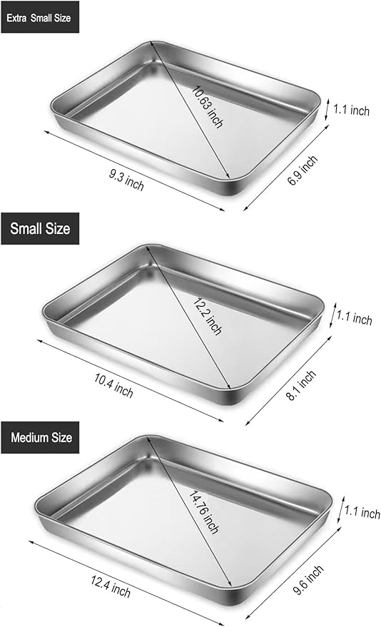 Extra Small Baking Sheet Pans Stainless Steel 304 Tiny Little Serving Tray 9.3 - Image 2