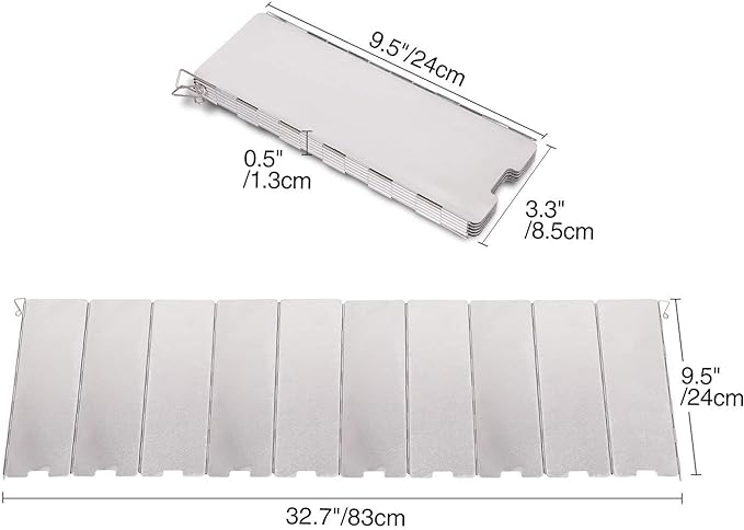 REDCAMP Folding Outdoor Stove Windscreen, 10 Plates Aluminum Camping Stove - Image 2