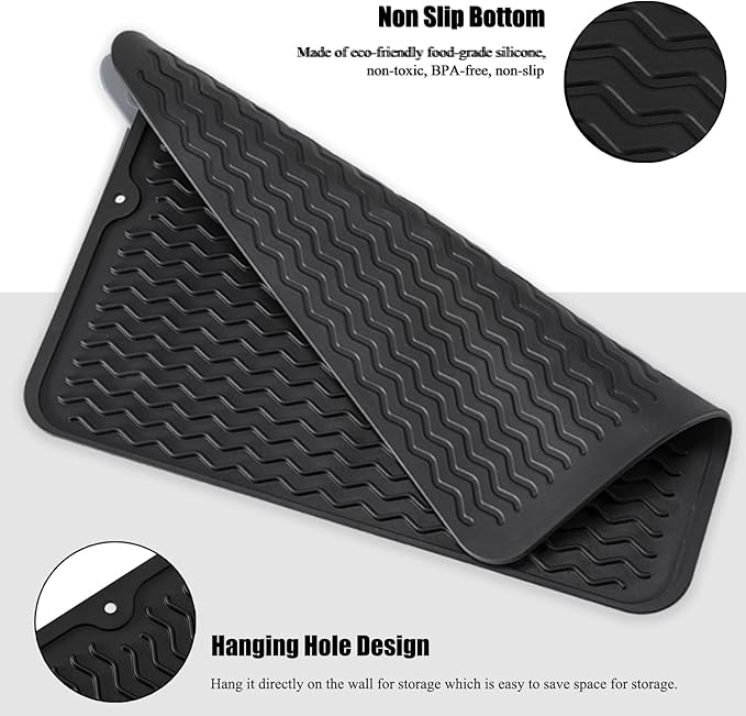 Large 14" x 11" Silicone Dish Drying Mat - Image 4