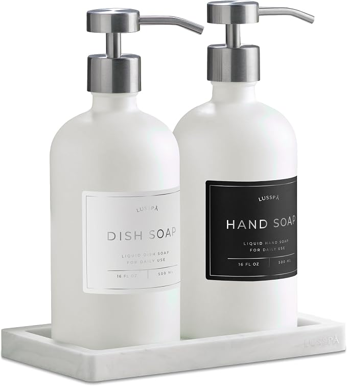Glass Soap Dispenser Set of 2 by Unknown