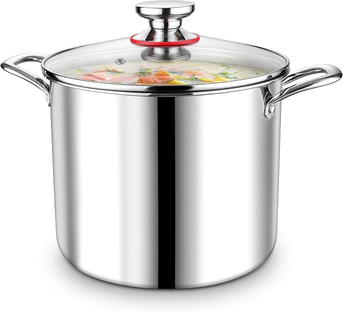 P&P CHEF 10 Quart Tri-Ply Stainless Steel Stockpot, Stock Pot by PPCHEF