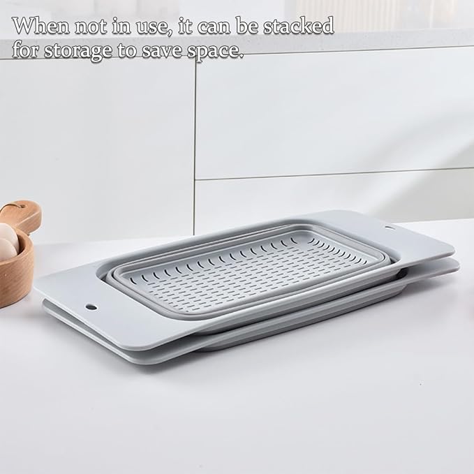 Collapsible Colander Silicone Kitchen Strainer, Over The Sink Strainer Basket - Image 3