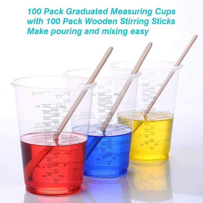 XUXU 50pcs 8oz Graduated Clear Plastic Measuring Cups - Image 5