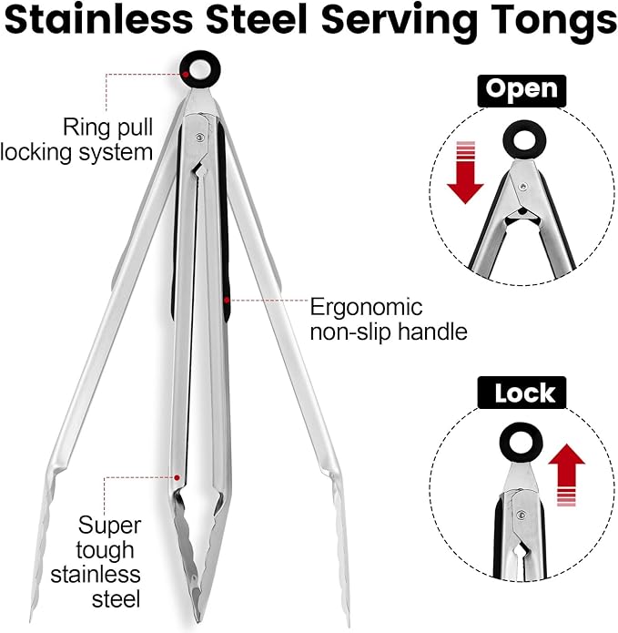 CHENGU12 Pack Stainless Steel Tongs 4/5/7inches Food Serving Clip Kitchen - Image 5