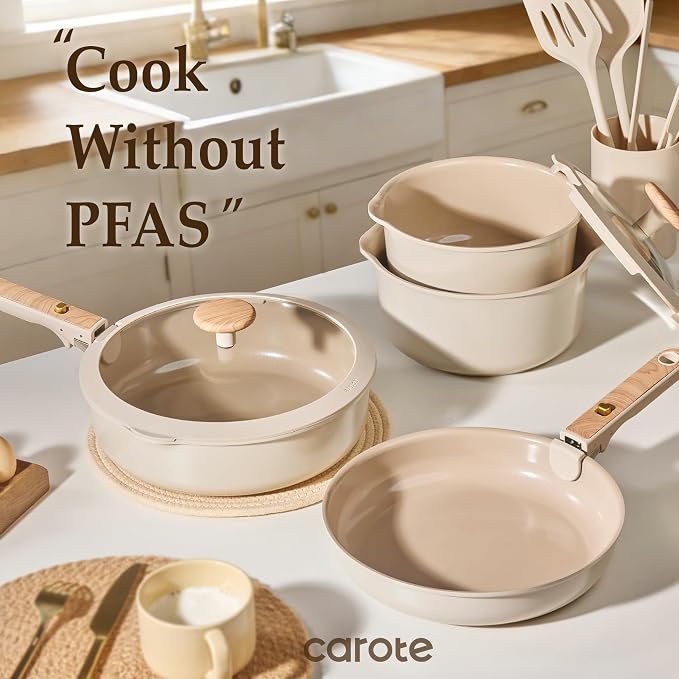 CAROTE 25 Pcs Ceramic Cookware Sets, Pots and Pans Set Non Stick, Detachable - Image 4