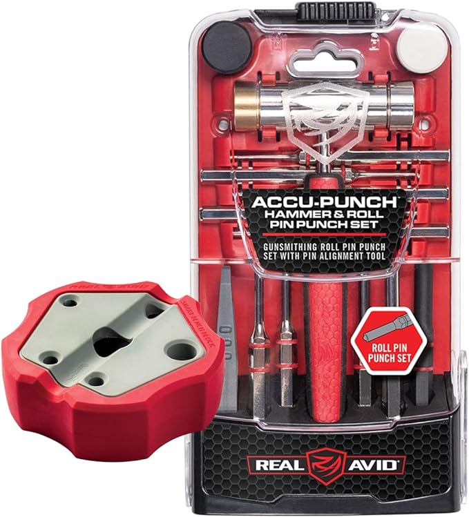 Real Avid Roll Pin Punch Set & Hammer + Non-Slip Magnetic Bench Block | 10 by RealAvid