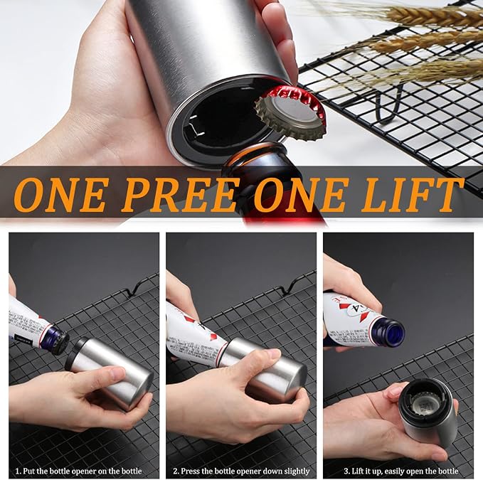 2PCS Pop-the-Top Beer Bottle Opener, Metal Automatic Magnetic Glass Bottle Cap - Image 6