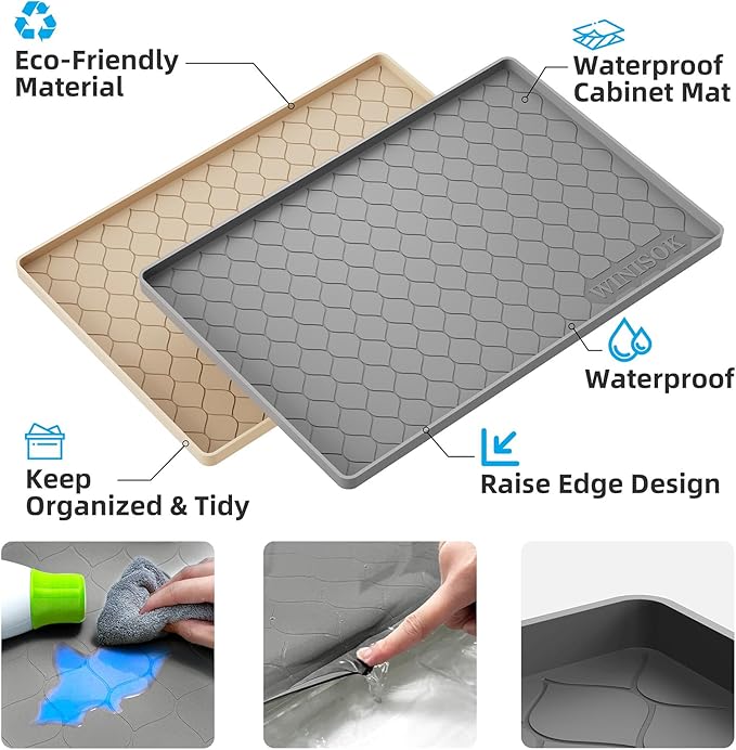 Winisok Silicone Under Sink Mat 25" x 22", kitchen Essentials and Gadgets - Image 2