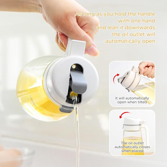 Auto Flip Olive Oil Dispenser Bottle, Glass Olive Oil Bottle, Glass Bottle - Image 3