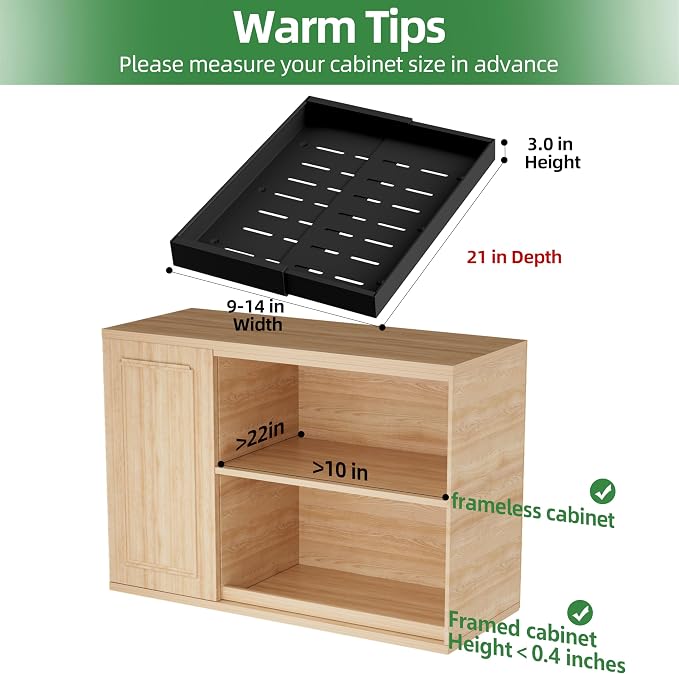 PAKETA 4 Pack Expandable Pull Out Cabinet Organizer, Upgrade 3 Slide Rails - Image 2