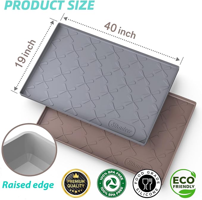 SIKADEER 40" x 19" Under Sink Mat Waterproof, Silicone Mat Kitchen Drawer Shelf - Image 3