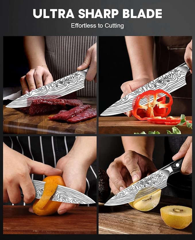 MOSFiATA 2Pcs Chef Knife Set, Sharp Kitchen Knife High Carbon German EN1.4116 - Image 6