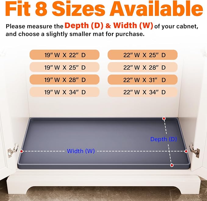 FLATO Waterproof Under Sink Mat 25" x 22" Shelf Liner - Image 5