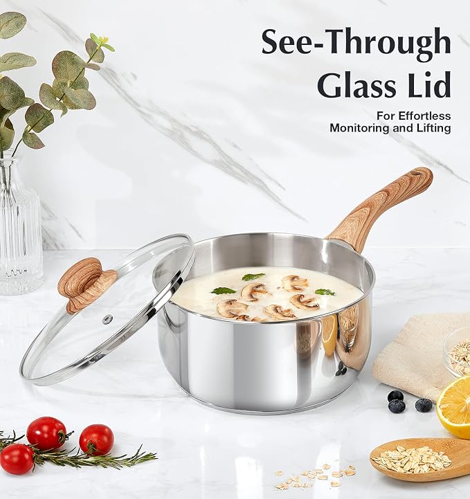 KOCH SYSTEME CS Stainless Steel Saucepan 6PCS, Stainless Steel Pot 1.5QT & 2QT - Image 5