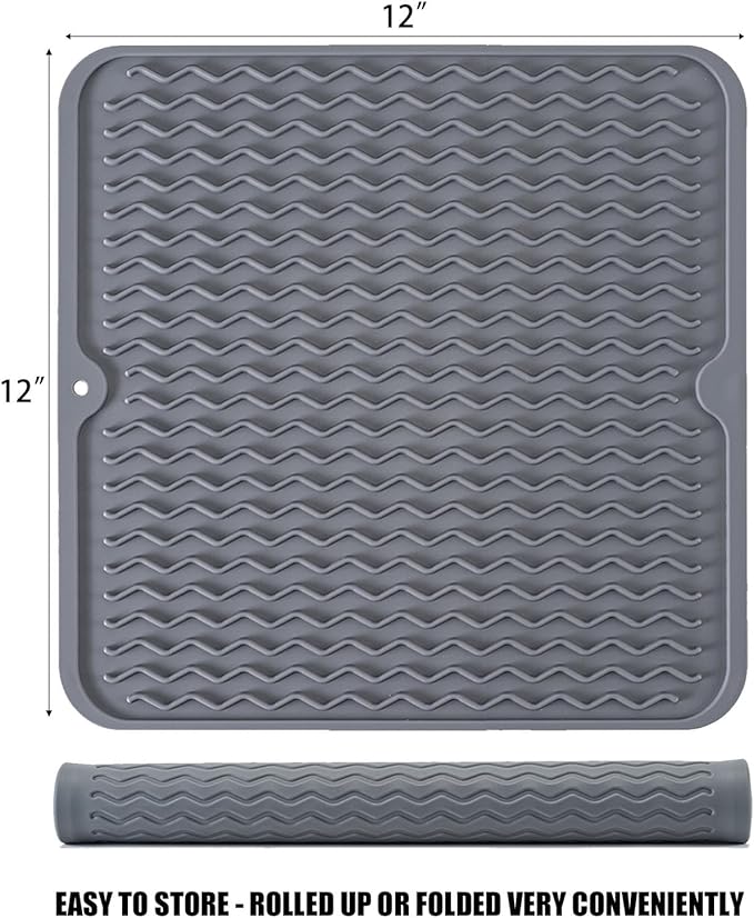 Silicone Dish Drying Mat, Non-Slip Easy Clean Sink Mat Large Heat-resistant - Image 2