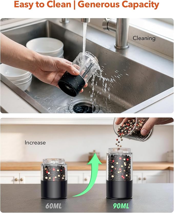 TOMEEM Electric Salt and Pepper Grinder Set - Image 5