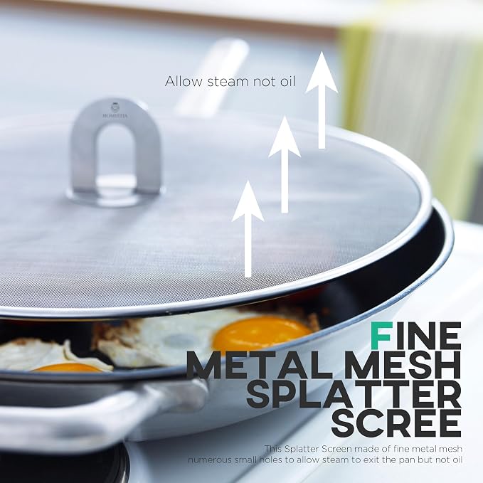 Homestia Splatter Screen for Kitchen, Stainless Steel Fine Mesh Splatter Screen - Image 2