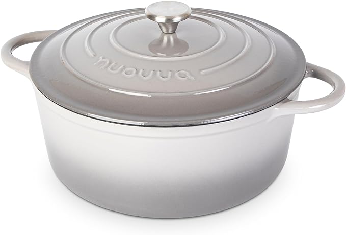 Cast Iron Dutch Oven with Lid – Non-Stick Ovenproof Enamelled Casserole Pot – by Nuovva