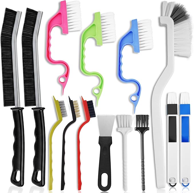14 Pcs Crevice Cleaning Brush Set – Hard Bristle Cleaning Tools by Unknown