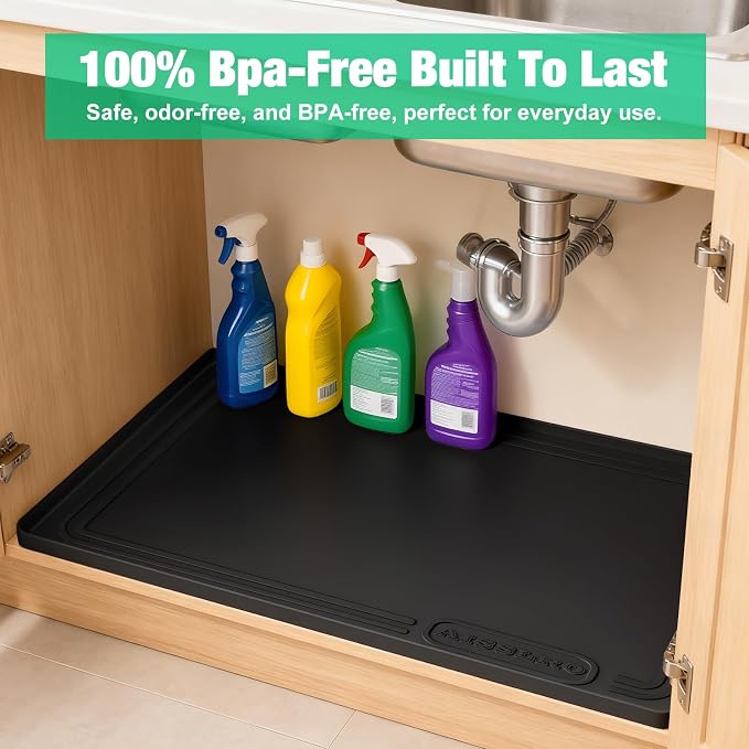 Aisslro Under Sink Mat 31" X 22", Waterproof Silicone Under Sink Mats - Image 9