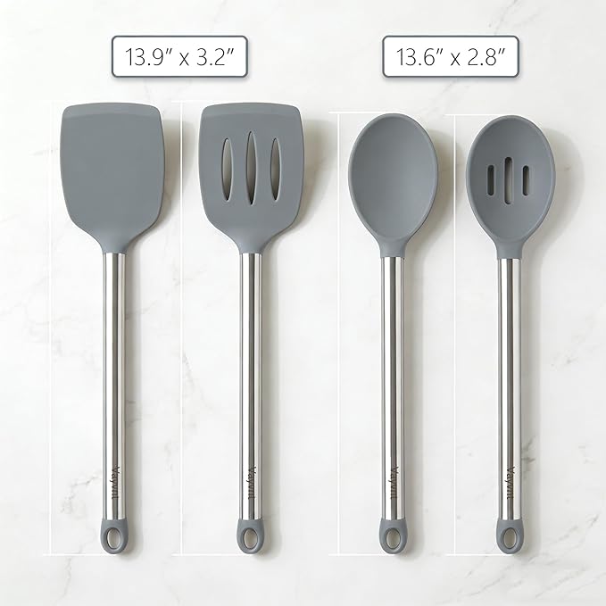 Vayvnt 4 PCS Cooking Utensils Set, Silicone Kitchen Spatula Set - Image 2