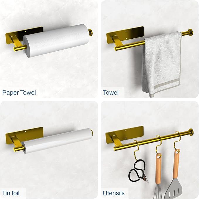 CUXIXA Paper Towel Holder Under Cabinet, Upgraded Adhesive Paper Towel Holder - Image 3