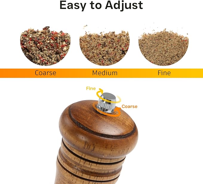 Wooden Salt and Pepper Grinder Set, Premium Oak Wood Salt Grinders Shakers - Image 4