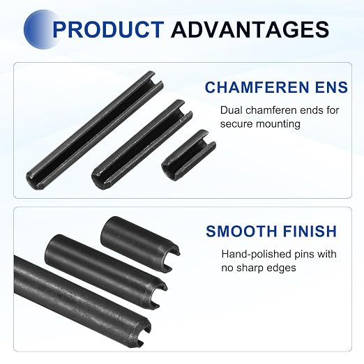 MECCANIXITY 60Pcs Slotted Split Roll Pins 6/25 Inch Dia. 1 Inch Length 65Mn - Image 3