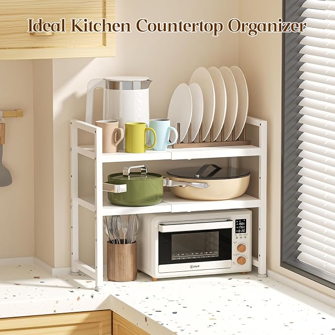 2-Tier Expandable Kitchen Storage Shelf, 150LBS Heavy Duty Metal Shelving Units - Image 7