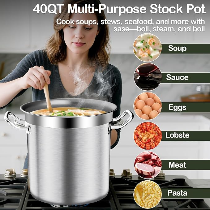 Large Stock Pot-40QT Stainless Steel Stockpot - Image 4