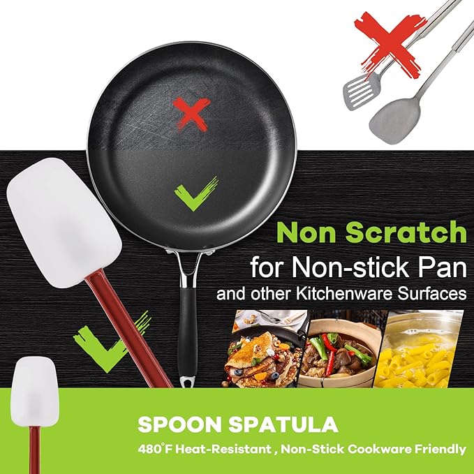Silicone Rubber Spatula Set of 3, High Heat Set, Commercial Rubber Spatula) - Image 3