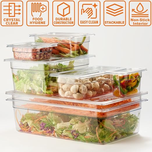CURTA 6-Pack 1/4 Size 4" Deep NSF Polycarbonate Food Pans | Dishwasher & - Image 6