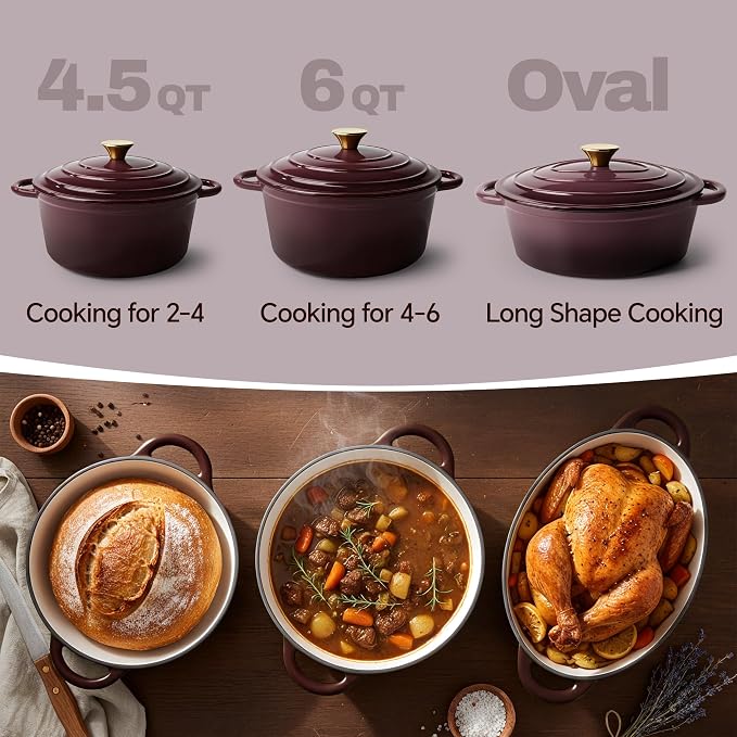 4.5 Quart Dutch Oven Pot with Lid, Non Stick Enameled Cast Iron Dutch Oven - Image 3