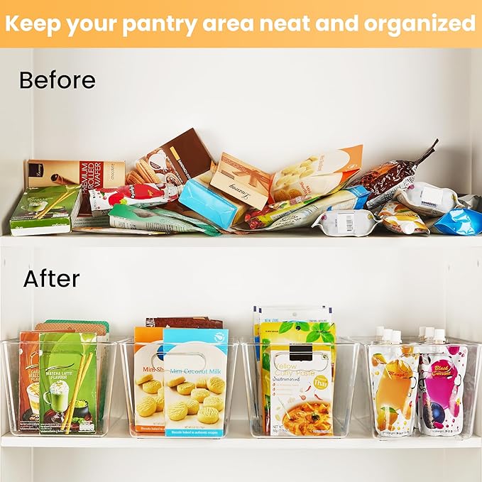YIHONG Clear Pantry Storage Organizer Bins, 10 Pack Plastic Food Storage Bins - Image 3