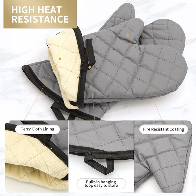 ARCLIBER Oven Mitts 1 Pair of Quilted Lining, Heat Resistant Kitchen Gloves - Image 6