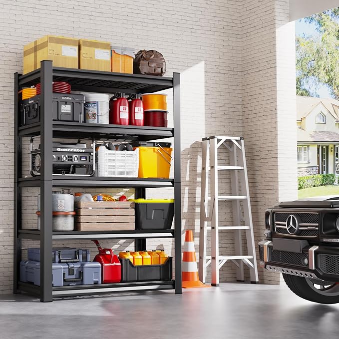 Set of 3 Garage Shelving-3500 lbs 5 Tier Storage Shelves, Adjustable Heavy Duty - Image 8