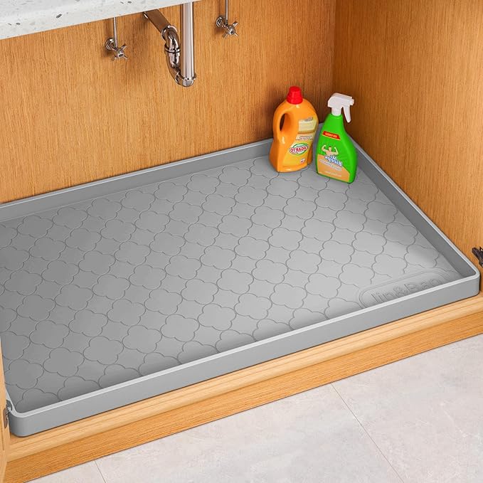 Jin&Bao Waterproof Under Sink Mat 25" x 19", Thick Silicone Mat Cabinet by Jin%26Bao