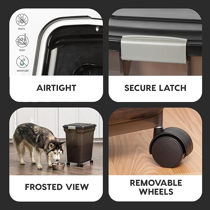 IRIS USA Airtight Dog Food Storage Container, WeatherPro, Removable Wheels - Image 4