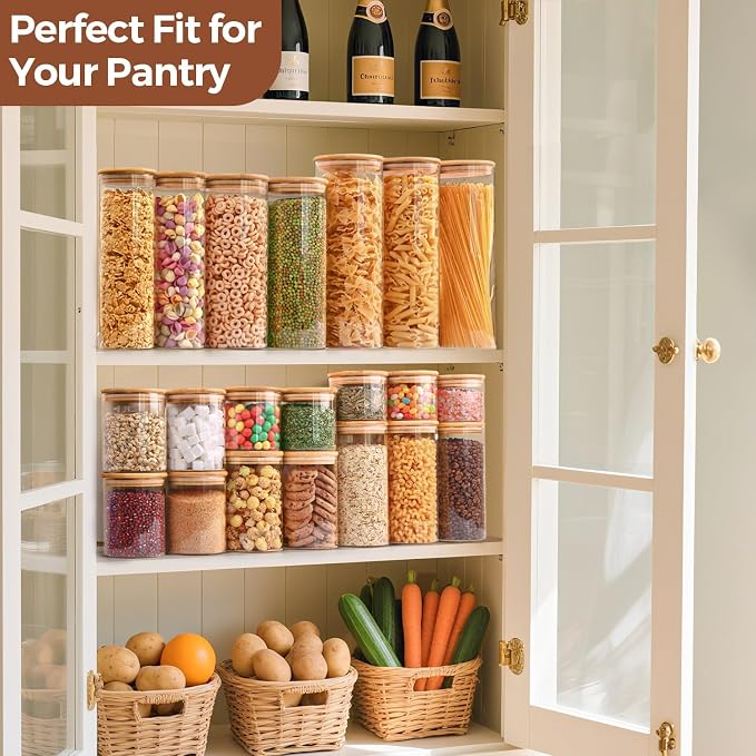 ComSaf 0.5 Qt Glass Food Storage Jars Set of 9, Pantry Organization Jar - Image 6