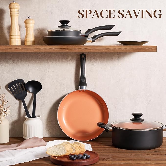 BECIGAR Ceramic Pots and Pans Set, Nonstick Pan Pots and Pans Set Non Stick - Image 3