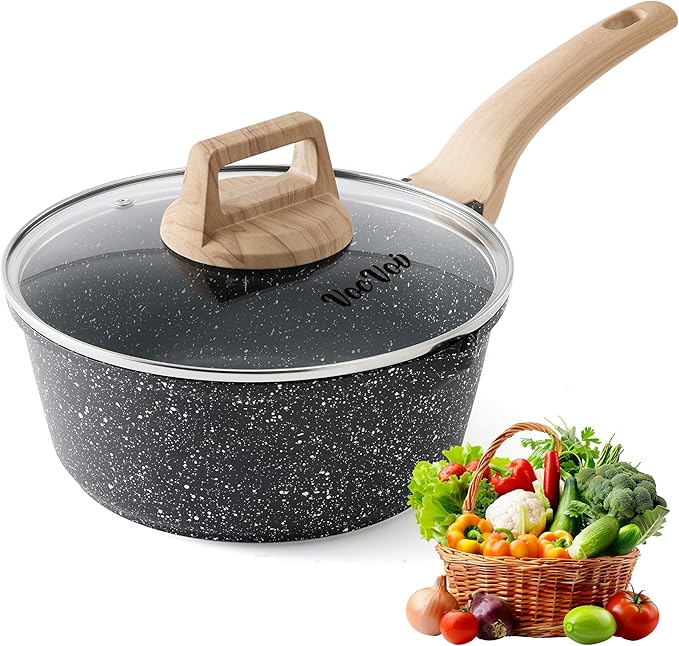 Sauce Pan with Lid, Non stick Small Cooking Pot 1.5Qt, Lightweight Non Stick by VocVoi