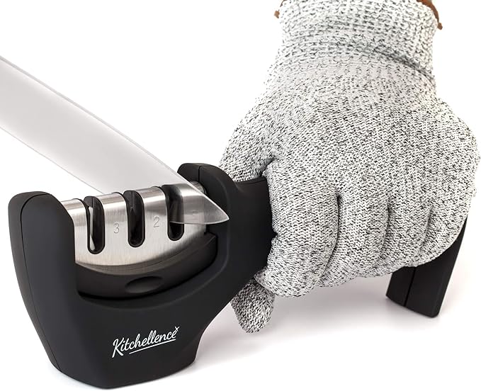 4-in-1 Kitchen Knife Accessories: 3-Stage Knife Sharpener Helps Repair by KITCHELLENCE