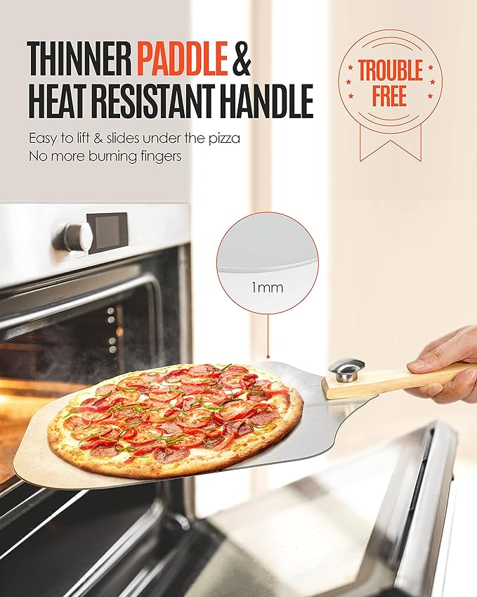 Pizza Peel Aluminum Pizza Spatula, Mooues 12 inch Metal Pizza Paddlewith Rocker - Image 2