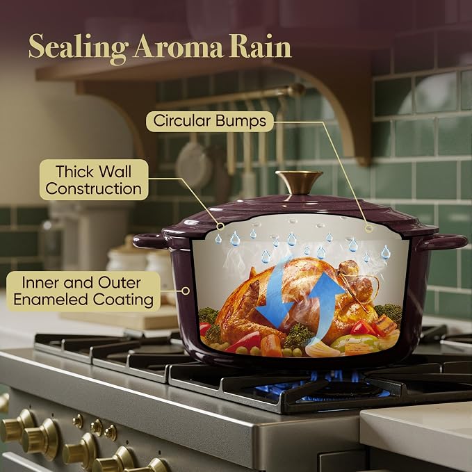 4.5 Quart Dutch Oven Pot with Lid, Non Stick Enameled Cast Iron Dutch Oven - Image 7