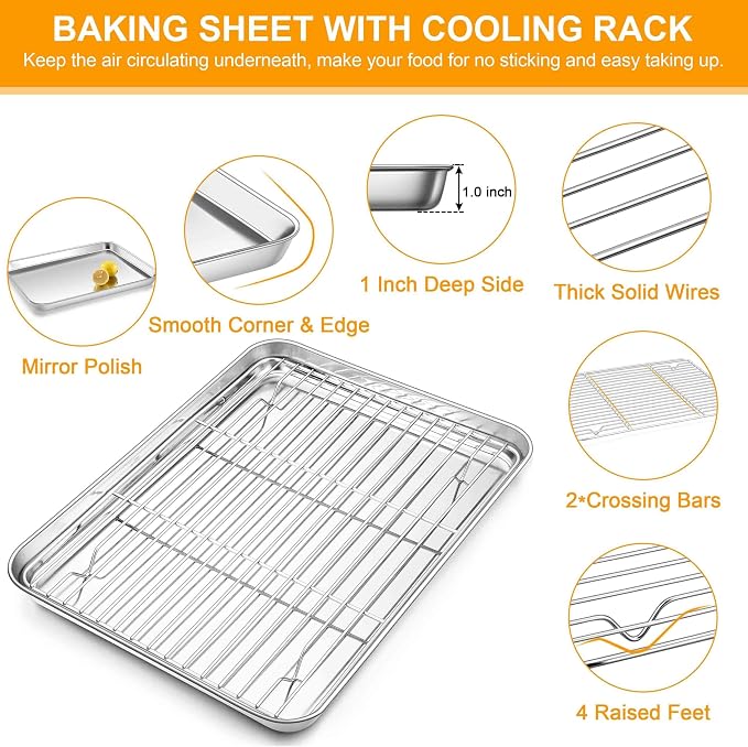 Homikit Baking Half Sheet with Rack, Metal Bacon Tray with Wire Cooling Rack - Image 7