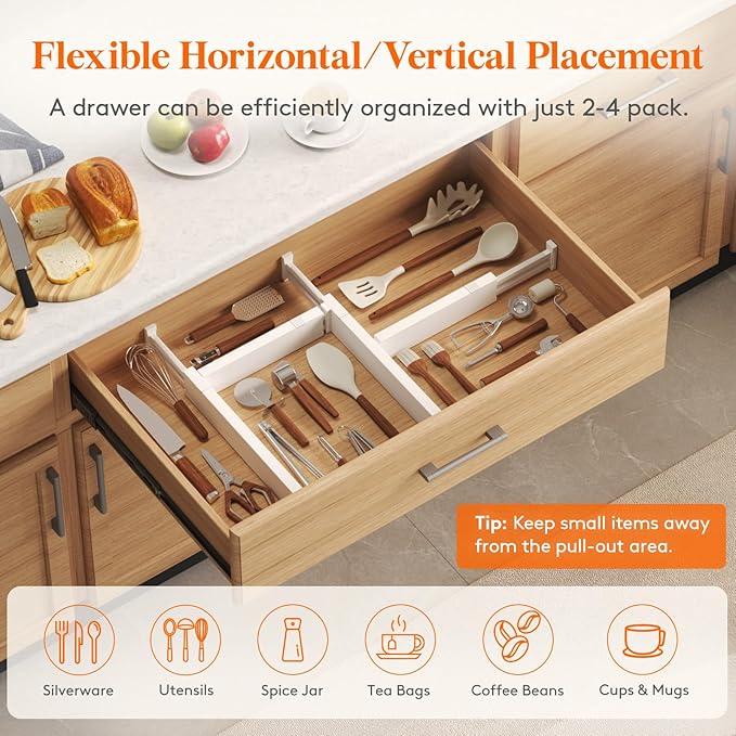 Lifewit 5 Pack 2.36" High Drawer Dividers 28-43.5cm/11-17" Adjustable Drawer - Image 6